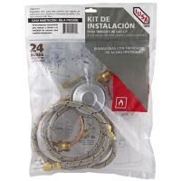 Kit de instalación 2 cilindros gas lp manguera 1.5m, conexión pigtail de cobre