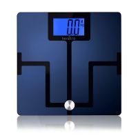 Báscula digital de cristal azul
