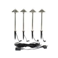 Estaca Solar led 1W Luxor plata 4luces neutra 100lm metal X4 IP44 50cm