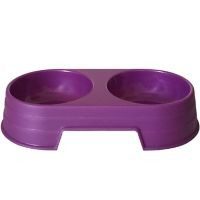 Plato para mascota plástico doble morado