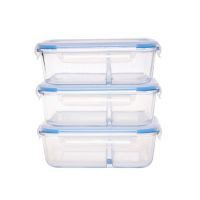 Set 3 contenedores vidrio rectangular 2div 1.05 Lt