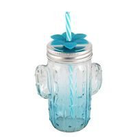 Jarra Cactus De Vidrio 400 Ml Azul