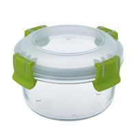 Contenedor vidrio clip color redondo 420ml