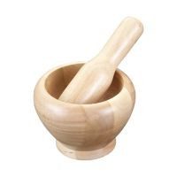 Mortero de madera de árbol de caucho