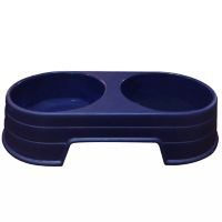 Plato para mascota plástico doble azul