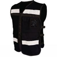 Chaleco con reflejante de rescatista negro c/ 8 bolsas