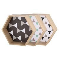 set 3 repisas con diseños hexagonal