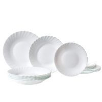 Vajilla 18 pzas prima blanca opal glass. Para 6 personas