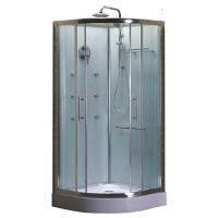 Cabina curva de regadera fondo verde